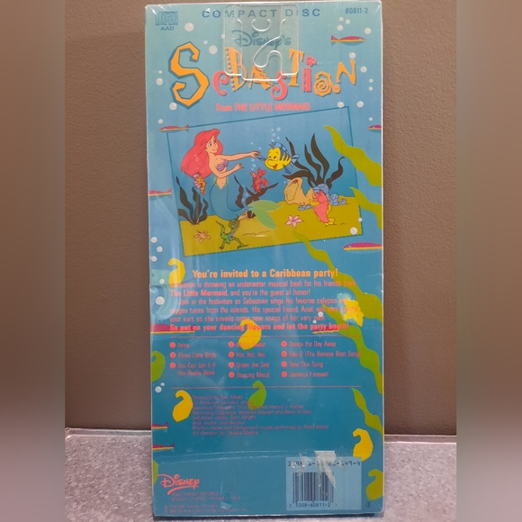Disney's Sebastian The Little Mermaid 1990 CD Long Box SEALED - Picture 2 of 3